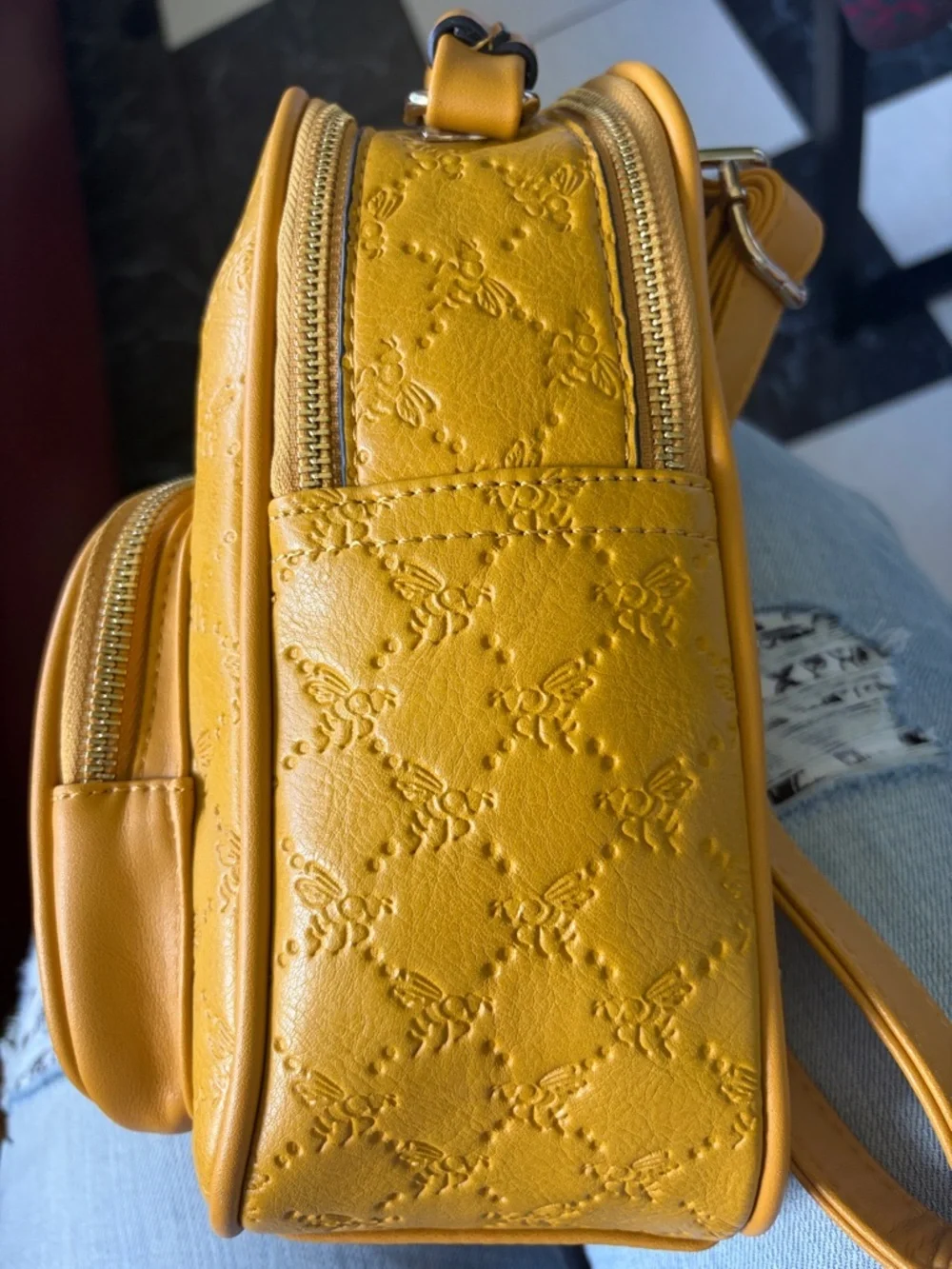 Diophy Queen Bee Mini Backpack,‎ mustard yellow, EUC, 10”x8”x5”